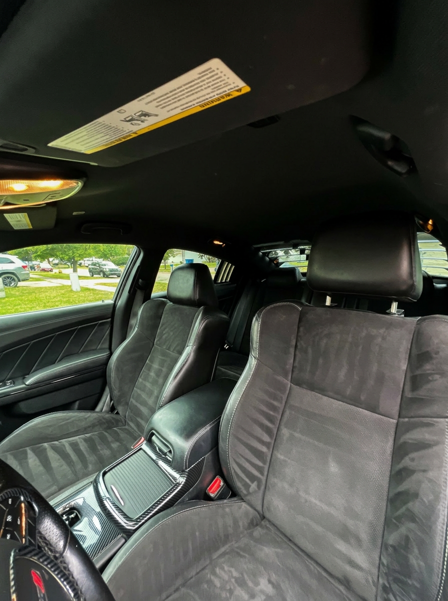 Charger rear suede and leather seats detailed